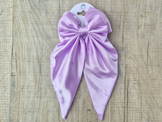 Lilac Large Satin Bow. with long tails, Perfect for older Girl, Ladies
