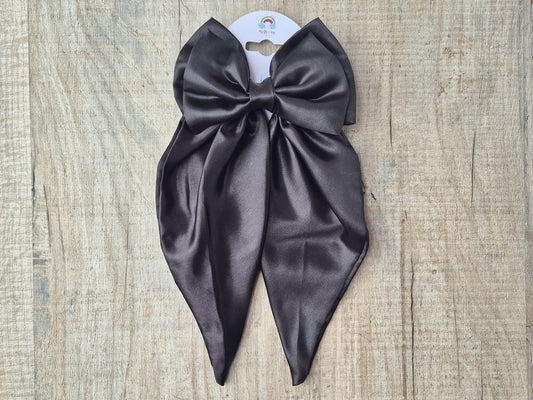 Black  Large Satin Bow. with long tails, Perfect for older Girl, Ladies