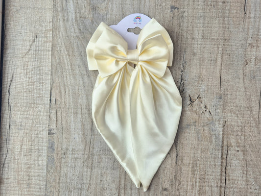 Cream Large Satin Bow. with long tails, Perfect for older Girl, Ladies
