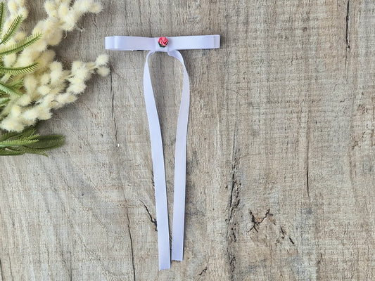 White Ribbon Bow with long tails, for old girl upwards