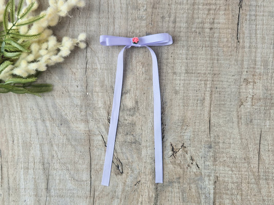 Lilac Ribbon Bow with long tails, for old girl upwards.