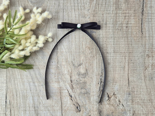 Black Ribbon Bow with long tails, for old girl upwards.