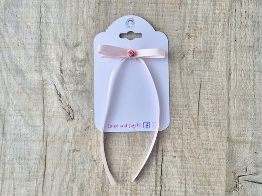 Light Pink Ribbon Bow with long tails, for old girl upwards.