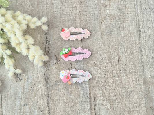 Summer sweet treats Hair clips/ Snap Clips (set of 3)