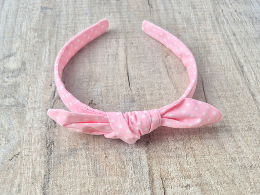 Pink Polka Dot Knot Hair Band