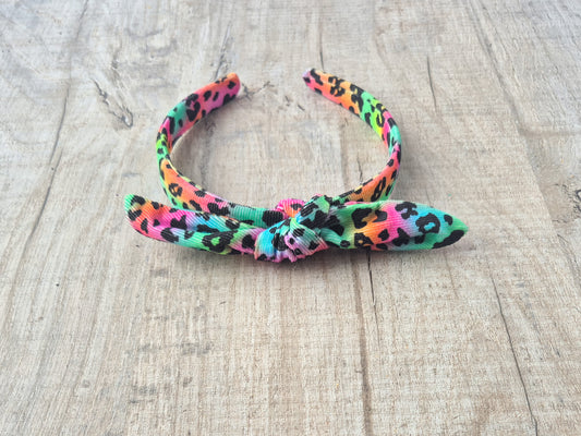 Rainbow Leopard Knot Hair Band