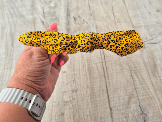 Yellow Leopard Knot Hair Band