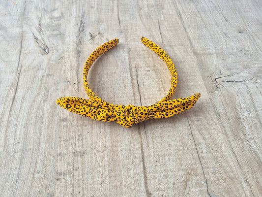 Yellow Leopard Knot Hair Band