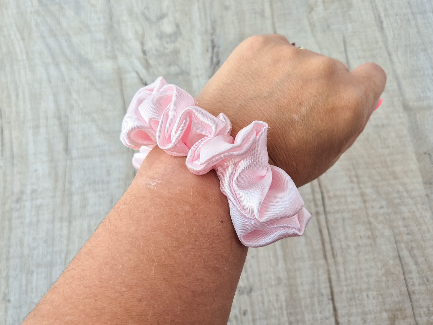 Light Pink Satin Scrunchie