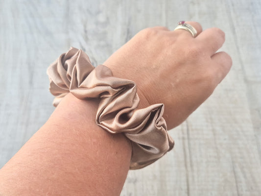 Satin Scrunchie – Light Brown (Autumn Collection)