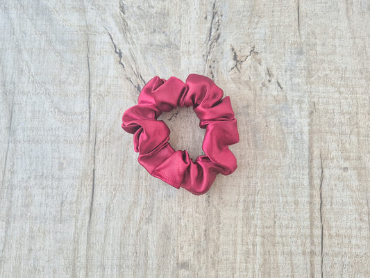 Mini Satin Scrunchie – Deep Red (Autumn Collection)