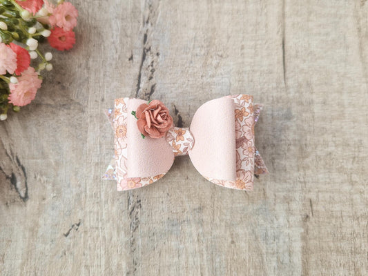 Floral Hair bow in Autumn Colours Perfect for toddlers upwards