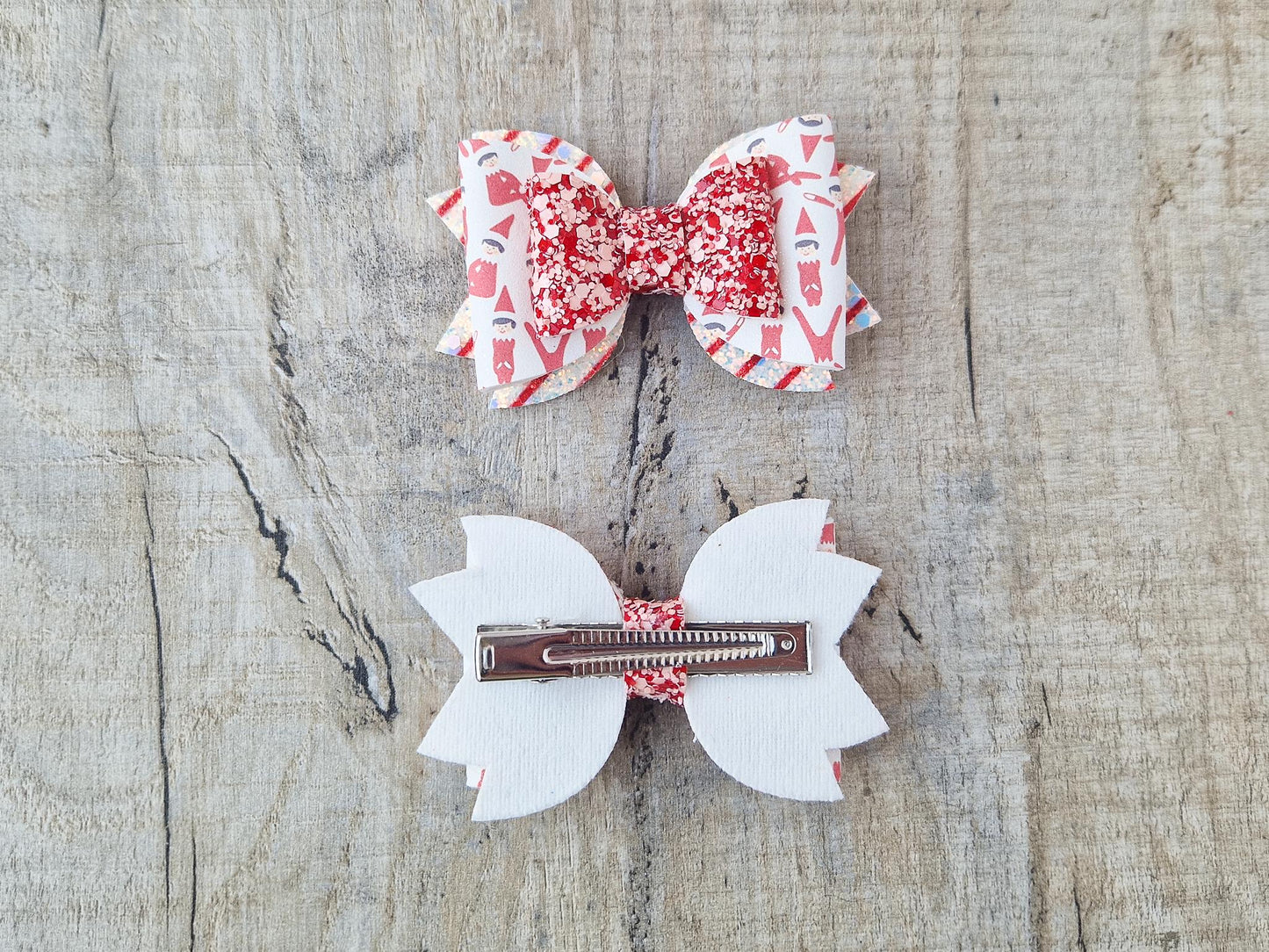 Red Glitter Elf Hair Bow