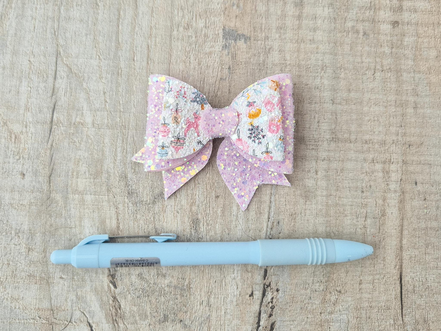 Pink Christmas Glitter Hair Bow