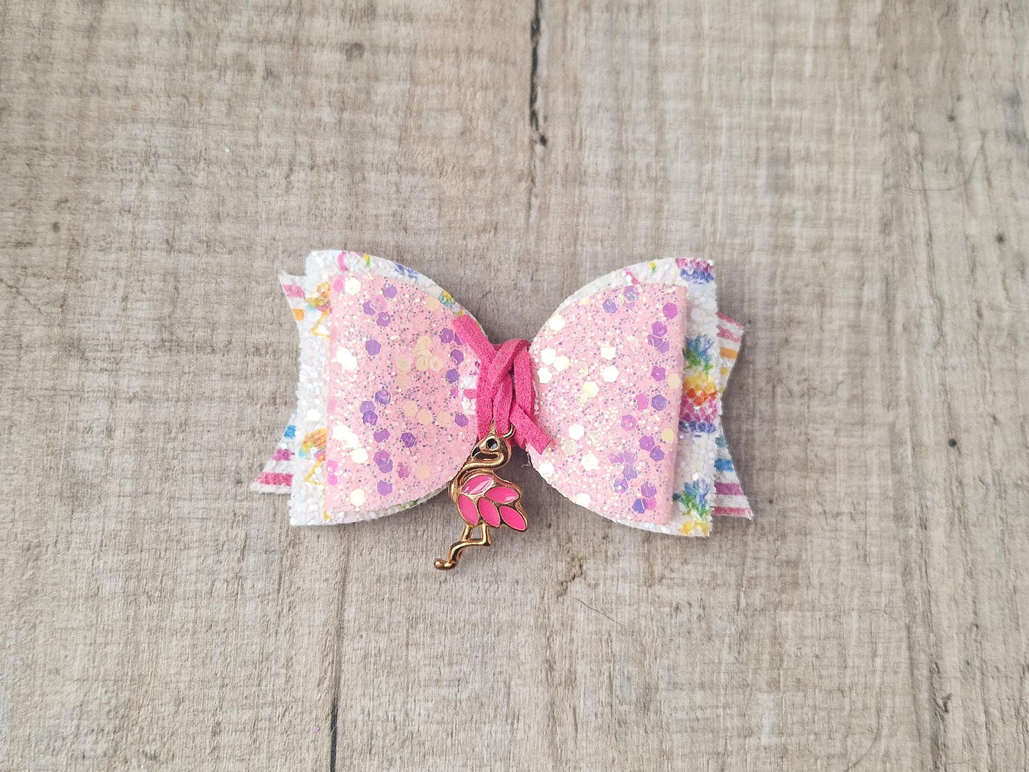 Flamingo Pink Glitter Hair bow