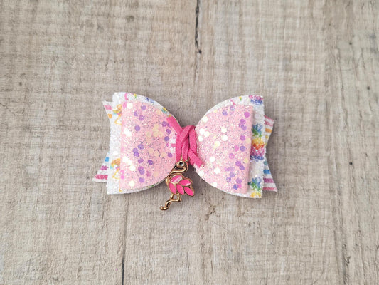 Flamingo Pink Glitter Hair bow