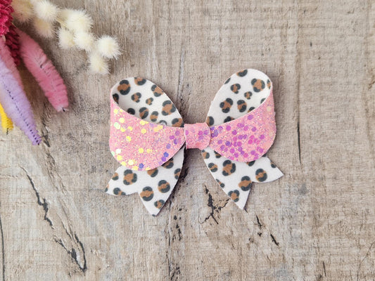 Pink Leopard Print Hair Bow