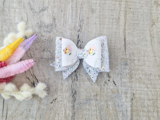 Silver Santa Christmas Hair Bow