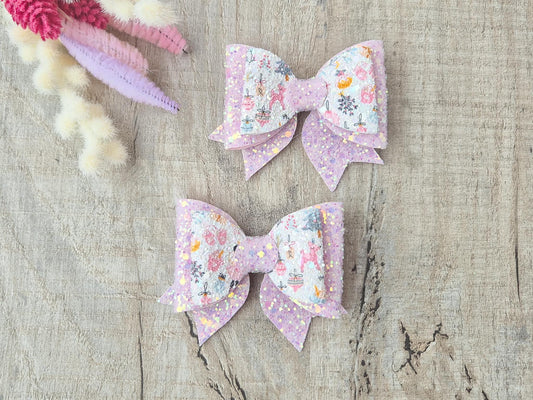 Pink Christmas Glitter Hair Bow
