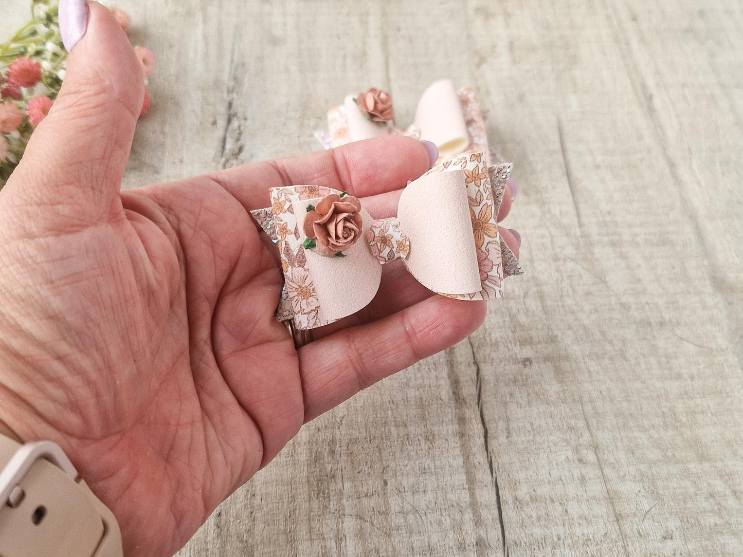 Floral Hair bow in Autumn Colours Perfect for toddlers upwards