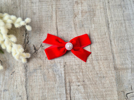 Red velvet ribbon hair Bow perfect for school