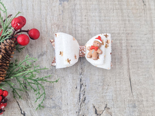 Christmas Gingerbread man Hair Bow.