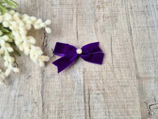 Purple velvet ribbon hair Bow perfect for school